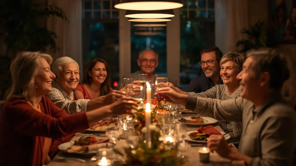 Family celebrating special occasion together