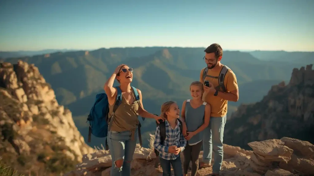 Family enjoying scenic vacation together