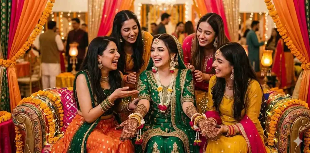 Bride showing intricate mehndi designs