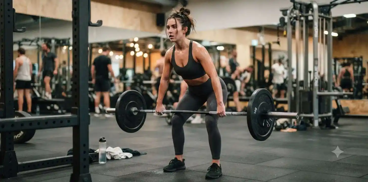 Person working out confidently at gym