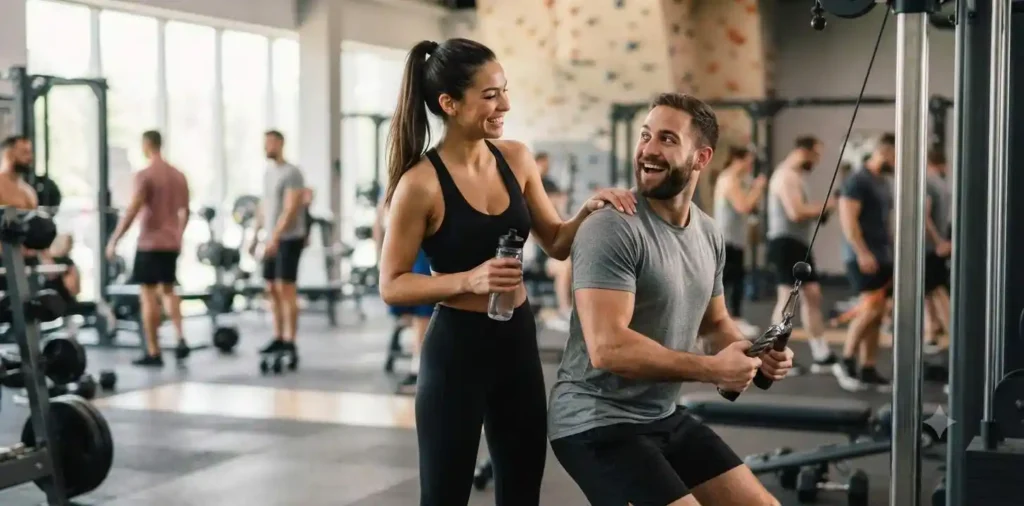 Couple encouraging each other during workout