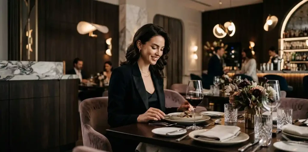 Elegant dining experience in luxury restaurant