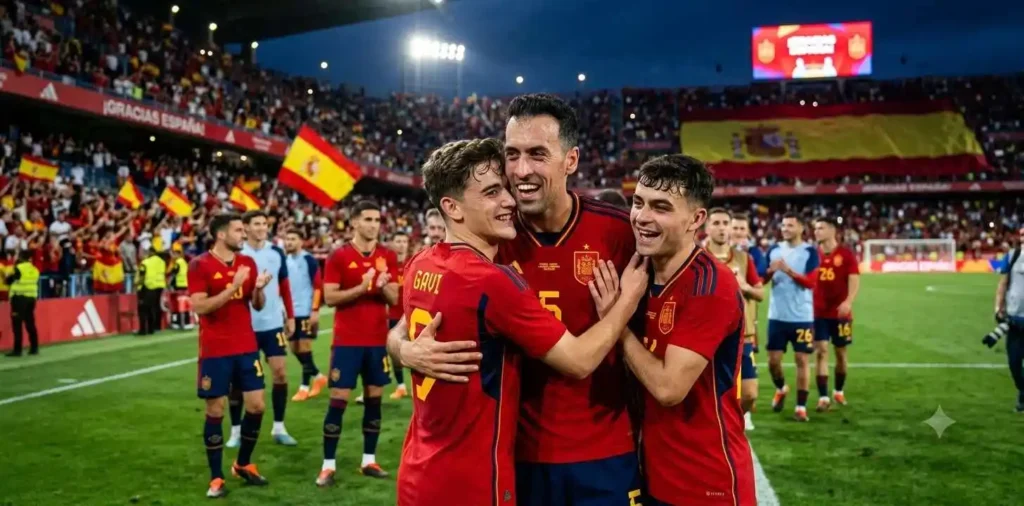 Football player celebrating with teammates