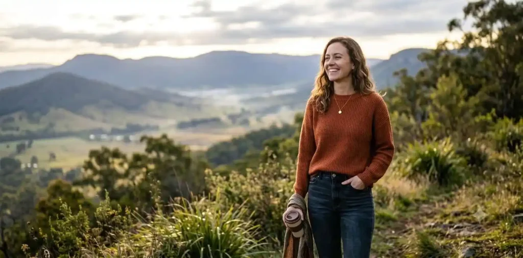 Person smiling confidently outdoors