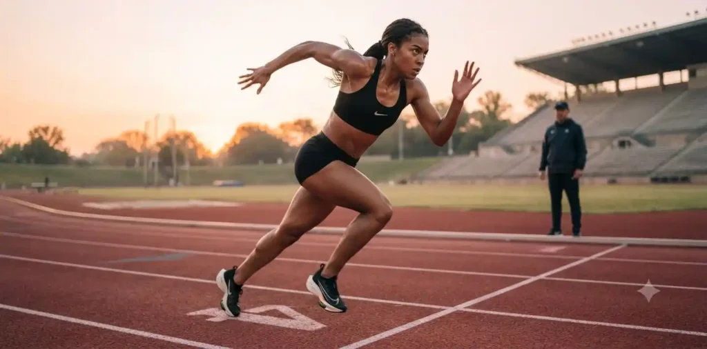 Athlete sprinting during an outdoor training session