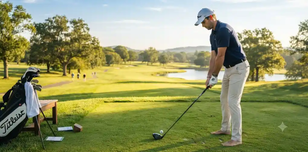 Golfer enjoying a sunny morning on the course
