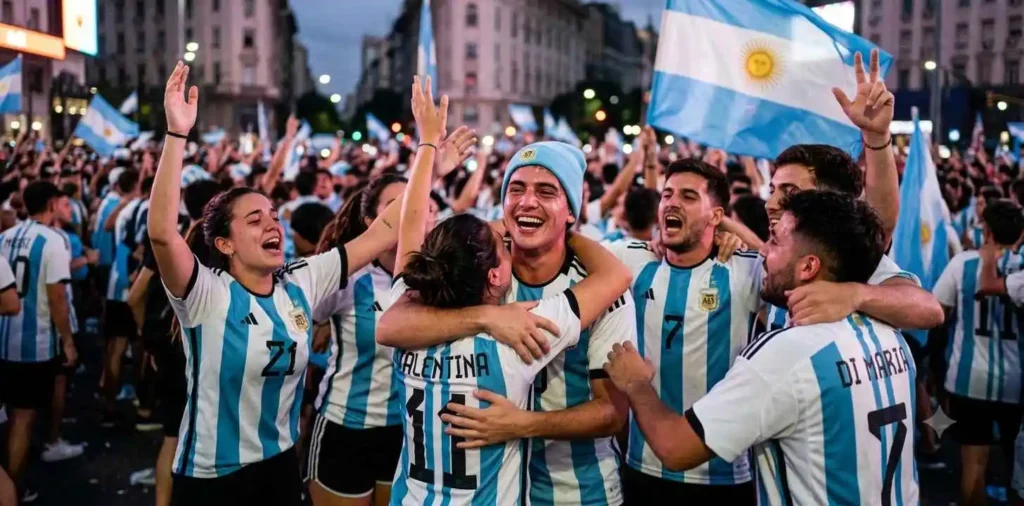 Friends celebrating championship win together