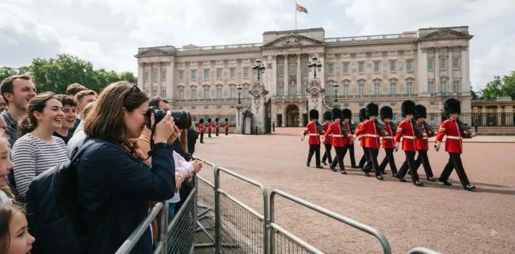 Tourists watching Changing of the Guard ceremony