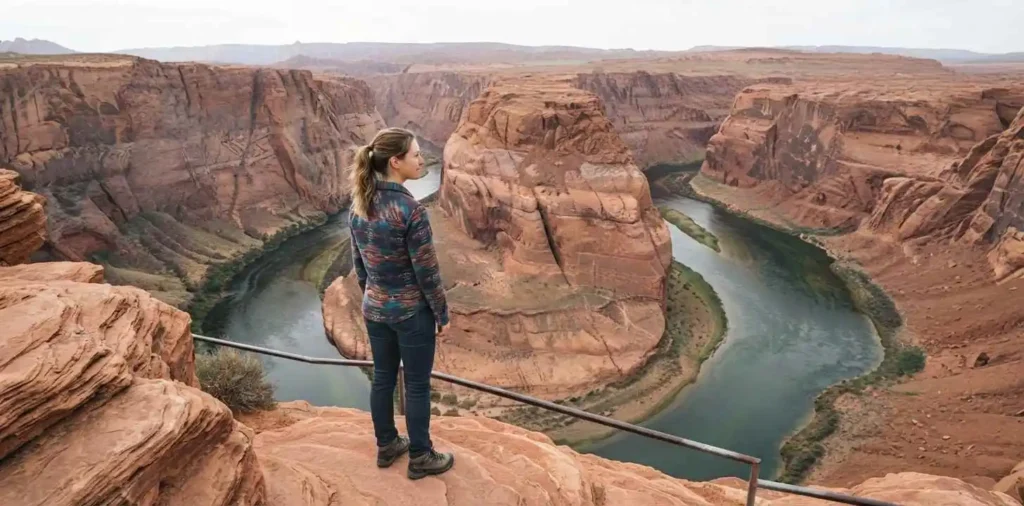 Travelers viewing Colorado River at Horseshoe Bend