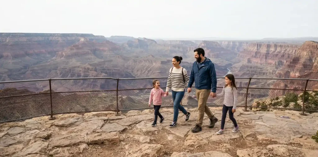 Family enjoying the Grand Canyon viewpoint