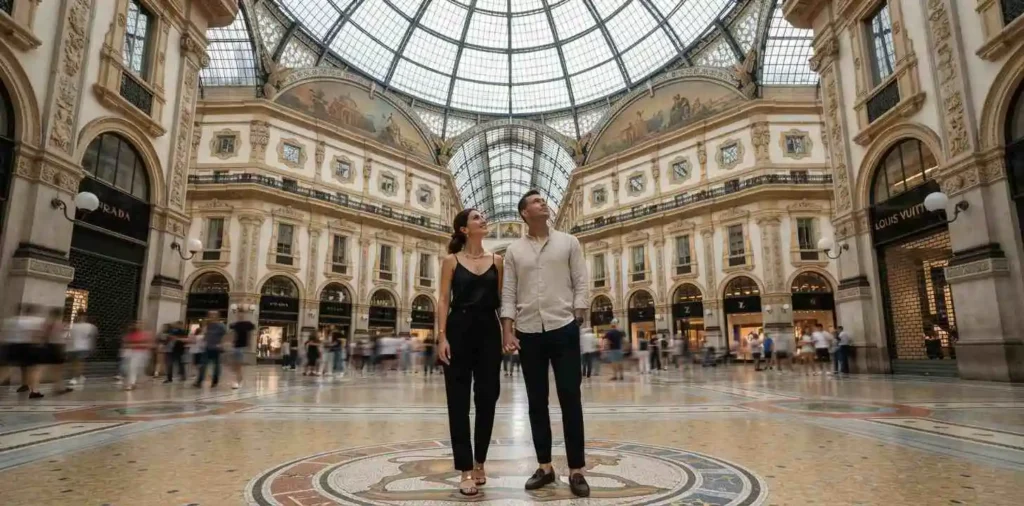 Couple admiring Galleria architecture