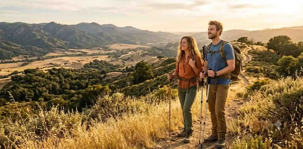 Traveler enjoying a scenic California landscape