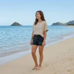 Traveler enjoying Oahu beach view
