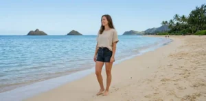 Traveler enjoying Oahu beach view