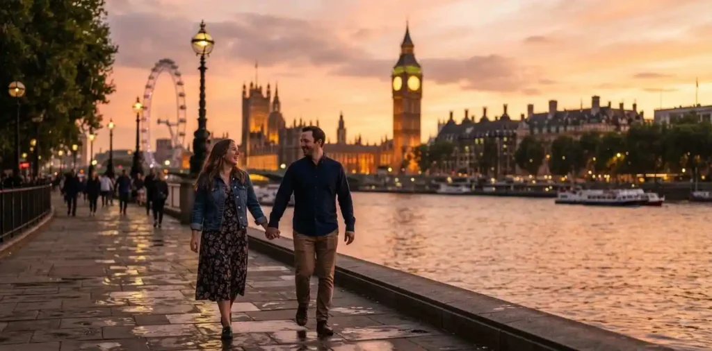 Big Ben glowing during London sunset