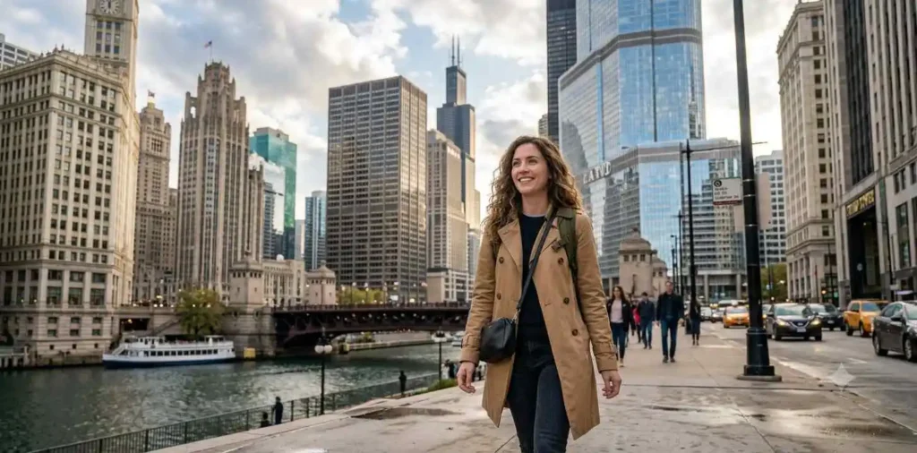 People exploring downtown Chicago streets