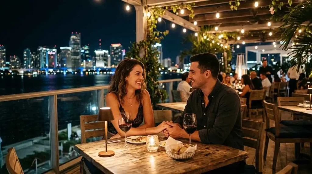 Couple sharing a quiet Miami night together
