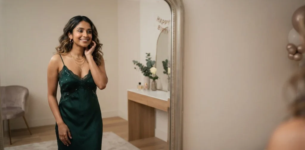 Woman celebrating birthday with confident smile