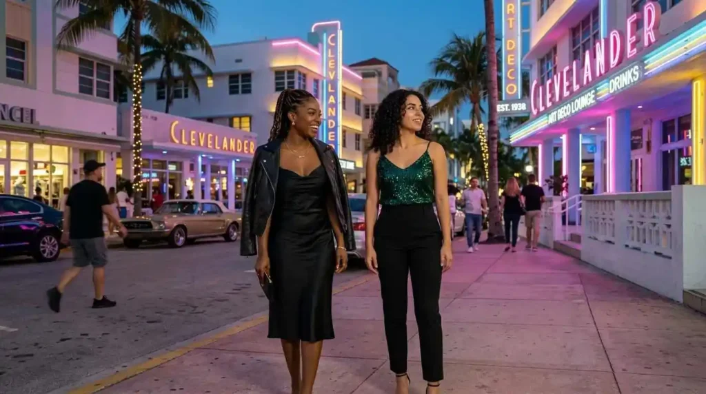Friends enjoying Miami nightlife together
